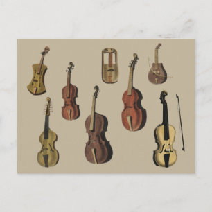 Antike Musikinstrumente mit Geigen Postkarte