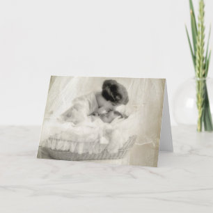 Antike Mutter küsst Baby in der Wiege Karte