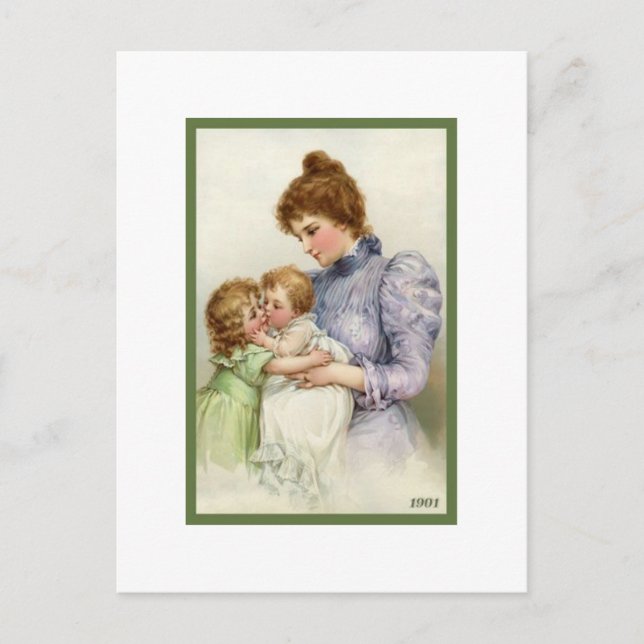 Antike Mutter mit Kindern Postkarte (Vorderseite)