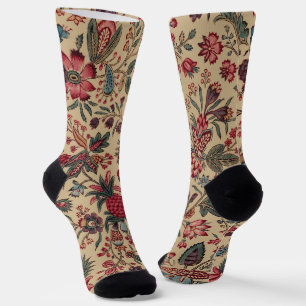Antike Nadelarbeit Blumenstoff Möbelstoff Dekorati Socken