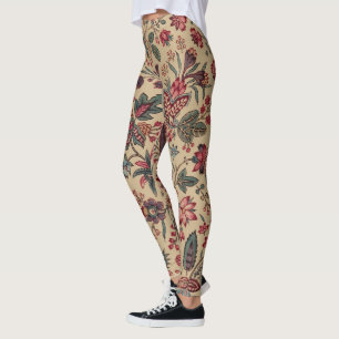 Antike Nadelarbeit Blumenstoff Möbelstoff Leggings