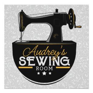 Antike Nähmaschine ADD NAME Seamstress Poster