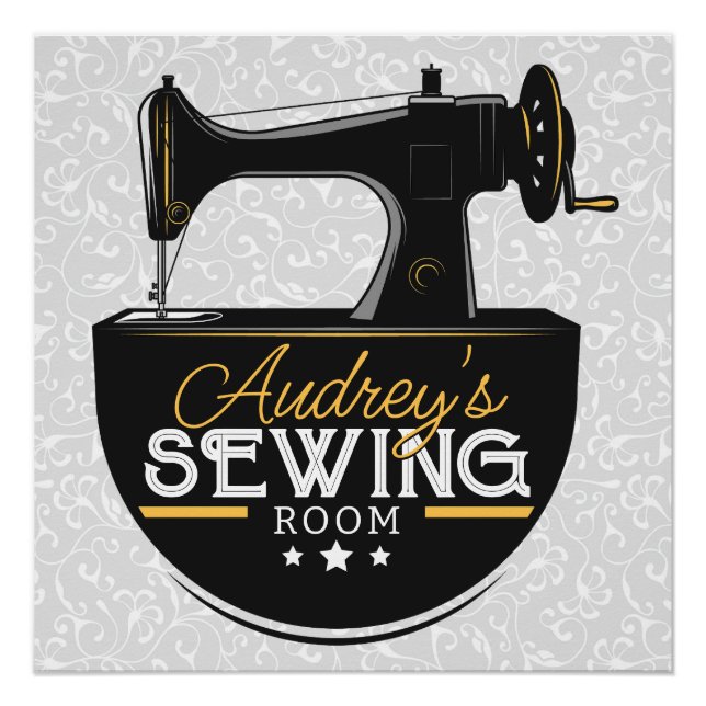 Antike Nähmaschine ADD NAME Seamstress Poster (Vorderseite)