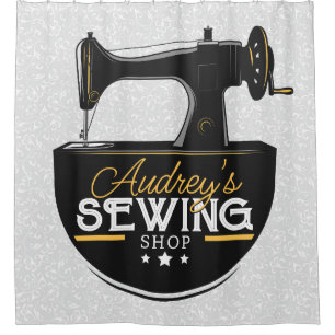 Antike Nähmaschine ADD NAME Seamstress Schneider Duschvorhang