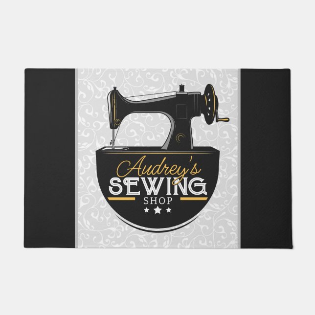 Antike Nähmaschine ADD NAME Seamstress Schneider Fußmatte (Vorderseite)