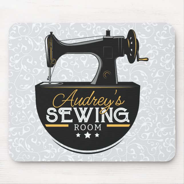 Antike Nähmaschine ADD NAME Seamstress Schneider Mousepad (Vorne)