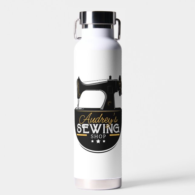 Antike Nähmaschine ADD NAME Seamstress Schneider Trinkflasche (Vorne)