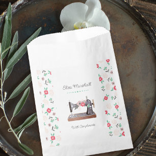 Antike Nähmaschine Boho Blumen Papiertüte Geschenktütchen