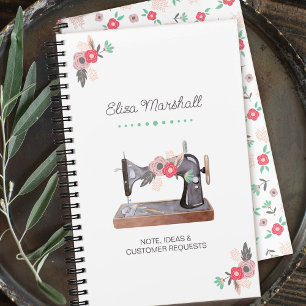 Antike Nähmaschine Boho Blumenstrauß Notizbuch
