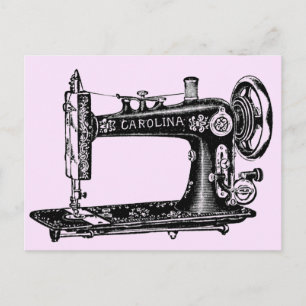 Antike Nähmaschine Carolina in Rosa Postkarte