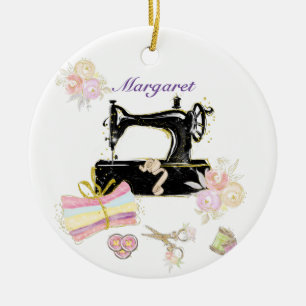Antike Nähmaschine Keramik Ornament