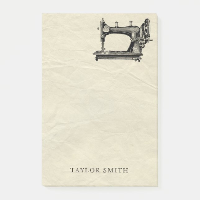Antike Nähmaschine mit Namen Post-it Klebezettel (Vorderseite)