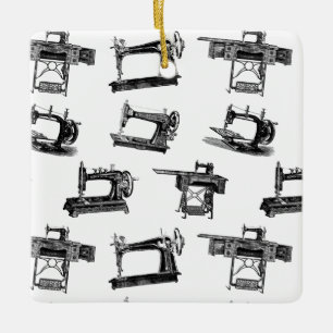 Antike Nähmaschinen CUSTOM HINTERGRUNDFARBE Keramikornament