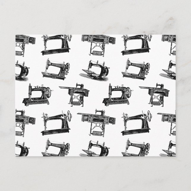 Antike Nähmaschinen CUSTOM HINTERGRUNDFARBE Postkarte (Vorderseite)