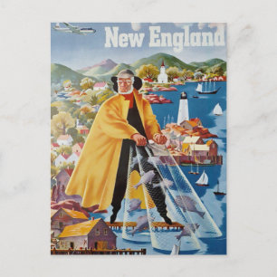 Antike New England Reisepostkarte Postkarte