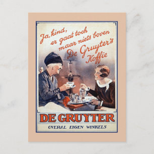 Antike niederländische Kaffee-Werbung Postkarte