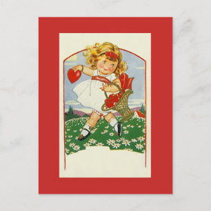 Antike niedliche Lieferung von Herzen Valentinstag Postkarte