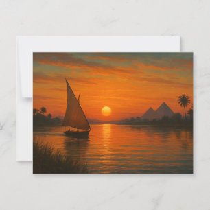Antike Nil-Felucca-Sonnenuntergang Ägyptische Post Postkarte