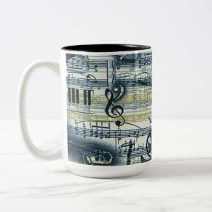 Antike Notenblätter Zweifarbige Tasse