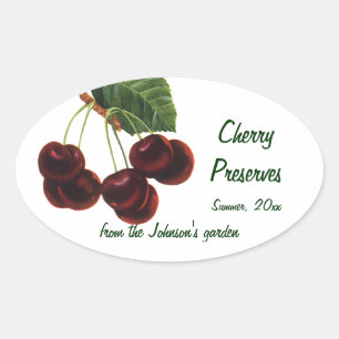 Antike Obstprodukte, reife Kirschen von einem Baum Ovaler Aufkleber