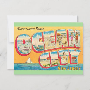Antike Ocean City NJ Grüße Postkarte