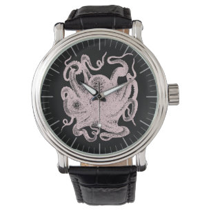 Antike Oktopus-Radierillustration Armbanduhr