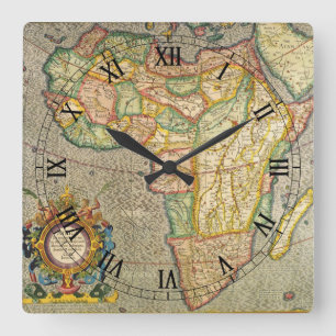 Antike Old World Gerardus Mercator Karte von Afrik Quadratische Wanduhr