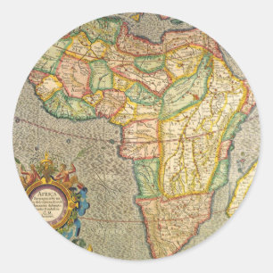 Antike Old World Gerardus Mercator Karte von Afrik Runder Aufkleber