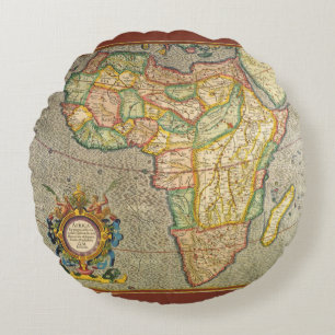 Antike Old World Gerardus Mercator Karte von Afrik Rundes Kissen