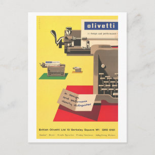 Antike Olivetti-Schreibmaschinenwerbung Postkarte