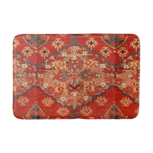 Antike Orientalisch Rote Orange Dhurrie Kilim Rug Badematte