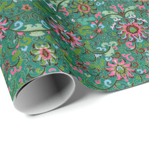 Antike orientalische Blumen Geschenkpapier