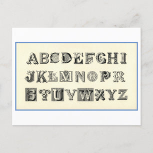 Antike ornamentale Alphabet-Postkarte Postkarte