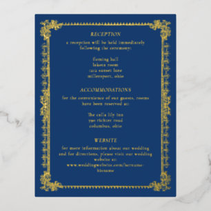 Antike Ornamentale Blaue Gold-Rollen Gotische Hoch Folieneinladung
