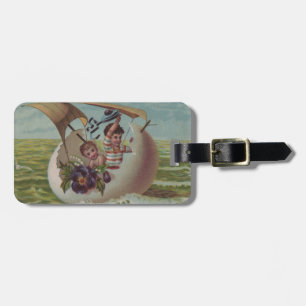 Antike Osterkarte Segeleier Kinder Gepäckanhänger