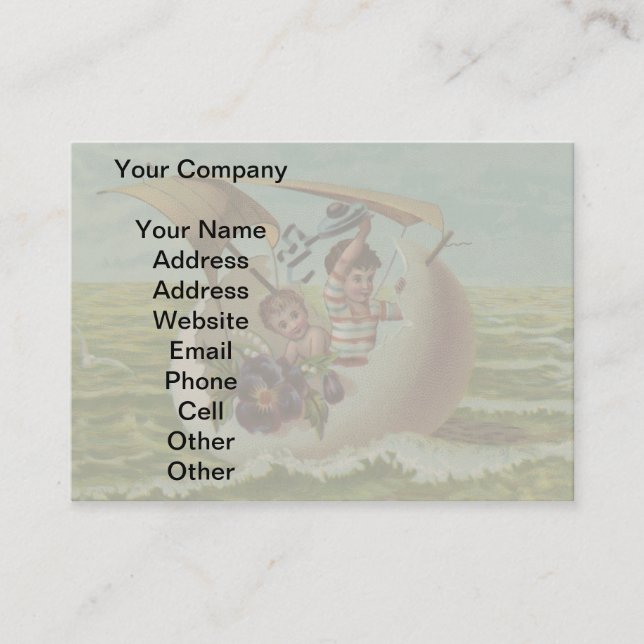 Antike Osterkarte Segeleier Kinder Visitenkarte (Vorderseite)