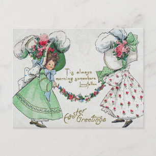 Antike Osterkleider Hüte für Mädchen Vintage Feiertagspostkarte