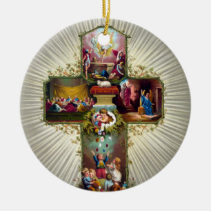 Antike Osterkreuz religiöser Feiertag Gold Keramik Ornament
