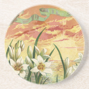 Antike Osterlilien Sonnenaufgang und viktorianisch Getränkeuntersetzer