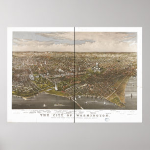 Antike panoramische Karte des Washington DC-1892 Poster