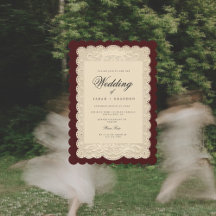 Antike Papier-Spitze-Burgunder-Hochzeit