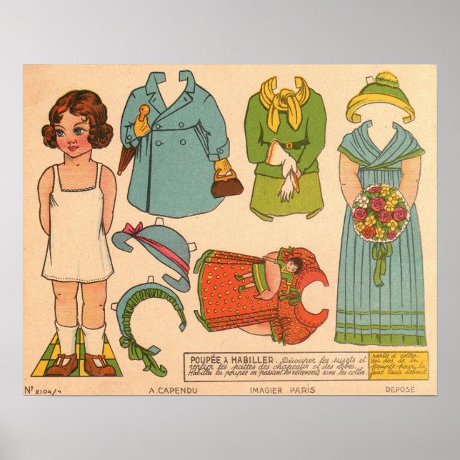 Antike Papierpuppe  Poster (Vorne)