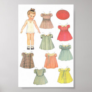Antike Papierpuppe Poster