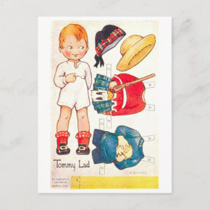 Antike Papierpuppe Postkarte--Tommy Junge Postkarte
