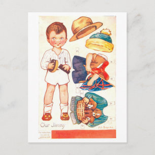 Antike Papierpuppe Postkarte--Unser Jimmy Postkarte