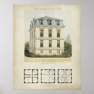 Antike Pariser Architekturzeichnung Frankreich Nr. Poster