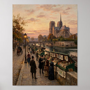 Antike Pariser Buchhandlung Seine Fluss II Poster