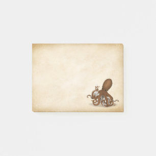 Antike Pergament Chemie Oktopus Steampunk Post-it Klebezettel