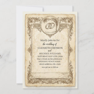 Antike Pergament-Hochzeitseinladung im Vintage-Sti Einladung