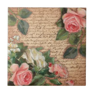 Antike Pergament und shabby chic Rosen Fliese
